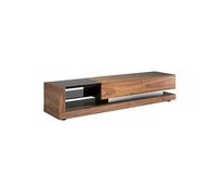 Meuble TV en noyer et vitrail noir 3139C, 200 x 45 x 38 cm. -
