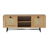 Meuble TV en panneaux de particules avec rangements - Beige