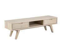 Meuble TV en panneaux de particules avec tiroirs et niche de rangement - Beige