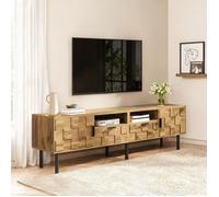 Meuble TV en panneaux de particules finition organique naturelle 160 cm, style scandinave moderne