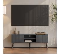 Meuble TV Eskilstuna 120 x 30 x 47 cm Gris Foncé Noir - EN.CASA - Meuble de salon - Contemporain - Design