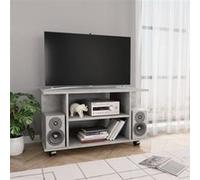 Meuble TV et roulettes gris béton 80x40x45 cm bois d ingénierie Gris G
