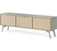 Meuble TV : Eucalyptus/Scandi à chevrons, pieds en bois couleur eucalyptus, 158 x 52 x 38cm