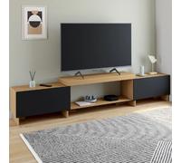 IDMarket - Meuble TV extensible Vlad - 140-240 cm - 2 portes - Bois et noir