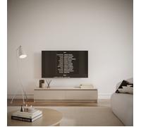 Meuble TV façade rainurée à 2 portes - Sandia - 139 cm - gris cachemire