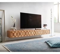 Meuble-TV Fevo 220 cm acacia naturel 4 portes flottantes