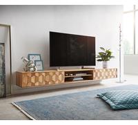 Meuble-TV Fevo 240 cm acacia nature 4 portes flottant