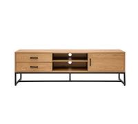 Meuble TV finition bois clair chêne et métal noir L160 cm LOVATO