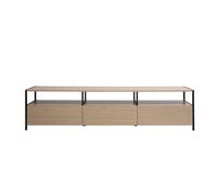 Meuble TV finition bois clair chêne et métal noir L180 cm MAXENCE