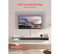 Meuble TV flottant 70 pouces pour centre multimédia avec trou pour câbles, blanc
