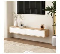 Meuble TV Flottant Mural Blanc Brillant Minimaliste avec Trou de câble pour Salon 120 cm, Meuble TV élégant avec Porte abattante (Noir)