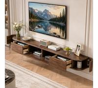 Meuble TV flottant pré-assemblé avec tiroirs, meuble TV mural en bois, console multimédia flottante moderne avec grand espace de rangement, banc TV peu encombrant sous la télévision pour salon (marron