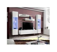 Meuble TV - Fly III - 260 cm x 190 cm x 40 cm - Blanc - Vitrine suspendue avec étagères