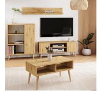 Meuble TV Focus 135 chêne artisan - pieds bois, style scandinave