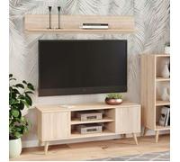 Meuble tv focus 155 cm Armoire TV scandinave pieds en bois, chêne sonoma
