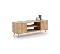 Meuble TV Focus 155 cm Beige - Panneau de meuble et pieds en bois