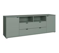 Meuble TV - GANYMEDE - Sauge - 2 portes, 2 tiroirs, 2 niches - 179,8 x 41,3 x 63,1 cm