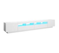 Meuble TV - GAROSA - 260x35x40 cm - Blanc - Bois d'ingénierie - Lumières LED RVB