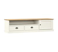 Meuble TV - GAROSA - VIGO - Bois massif de pin - Blanc - 156x40x40 cm