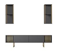 Meuble TV Gold Line - Anthracite, Noir 180 x 30 x 48