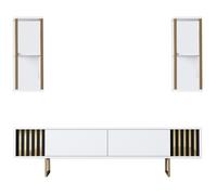 Meuble TV Gold Line - Blanc, Noir 180 x 30 x 48