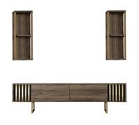 Meuble TV Gold Line - Noyer, Noir 180 x 30 x 48