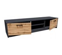 Meuble TV Graphite - Banc TV, Table TV avec 2 portes et 2 étagères - 160 x 41 x 36 cm