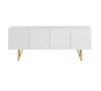 Meuble TV design gravé blanc et métal doré L140 cm OZEN