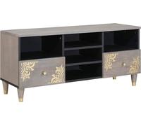 Meuble TV Gris 100 x 33 x 46 cm Bois de mangue massif