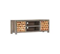 Meuble TV Gris 120 x 30 x 40 cm Bois massif de manguier