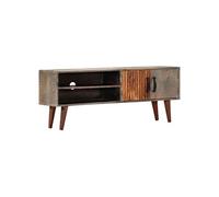 Meuble TV Gris 130x30x46 cm Bois massif de manguier brut282743