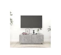 Meuble TV Gris béton 100x35x40 cm Bois d ingénierie