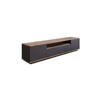 Concept Usine Meuble TV Tyro Gris et bois 180 cm – 3 portes abattantes, niche centrale
