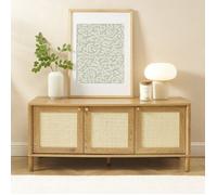 Meuble TV HAIDA effet chêne et rotin 120cm - Bois