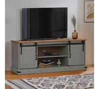 Meuble TV HALDEN 2 portes coulissantes gris 150x40x60 cm Gris G