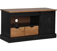 Meuble TV HALDEN porte coulissante noir 110x40x60cm bois massif