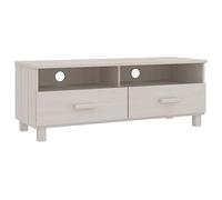 Meuble TV HAMAR Blanc 106x40x40 cm Bois massif de pin