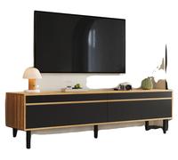 Meuble TV, hauteur 47 cm, longueur 170 cm, style moderne, modèle à quatre portes, pieds en bois massif