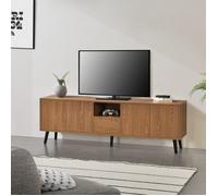 Meuble TV Hedemora 140 x 30 x 46 cm Effet Bois Foncé - EN.CASA - Salon - Contemporain - Design