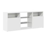 Meuble TV - HELLOSHOP26 - 120 x 30 x 50 cm - Éclairage LED RVB - Blanc mat - Design contemporain