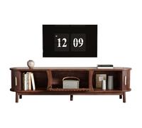 Meuble TV - HIBA - 165 x 39,5 x 46 cm - 3 rangements - Marron - Pour écran jusqu'à 65 pouces