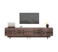 Meuble TV - HIBA - Meuble TV Moderne 200 cm Noyer - Support TV jusqu'à 80 pouces - 4 portes, 2 tiroirs - 6 compartiments