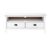 Meuble TV Hill Range Blanc 110x40x47 cm Bois de pin solide-AKO7375281915590