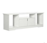 HOMCOM Meuble TV design contemporain, 3 niches, placard double porte, 120 x 30 x 41 cm, blanc