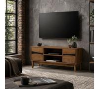 HOME DECO FACTORY - Meuble TV Industriel en Bois Design Moderne pour Salon - Rangement Pratique - Dimensions 110 x 48 x 40 cm - Couleur Marron Noir - Modèle Forest