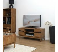 Home Deco Factory Meuble TV industriel Forest – en bois, design moderne, 110×48×40 cm, marron/noir