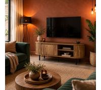 Home Deco Factory – Meuble TV Heritage – Avec porte, 117×48×40 cm, marron/noir