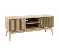 HOME DECO FACTORY - Meuble Télé Bas Klaus - Collection Natural Crush - Mobilier Contemporain - Design Élégant - Idéal pour Salon - Dimensions 117 x 48 x 40 cm - Marron - Modèle Klaus