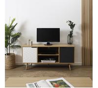 HOME DECO FACTORY - HD7145 Meuble TV Scandinave - Rangement et Tiroir en Bois - Design Moderne - Idéal Salon ou Chambre - 120x56x39 cm - Blanc Gris Anthracite
