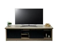 Mendler Meuble TV HWC-K75 – bois métal industriel, portes coulissantes, 43x150x40 cm – Naturel